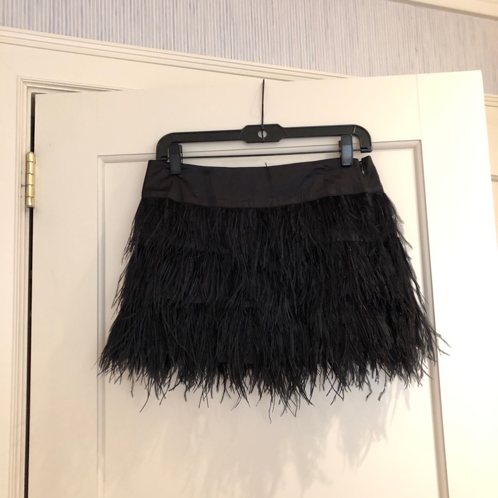 Bebe feather mini skirt